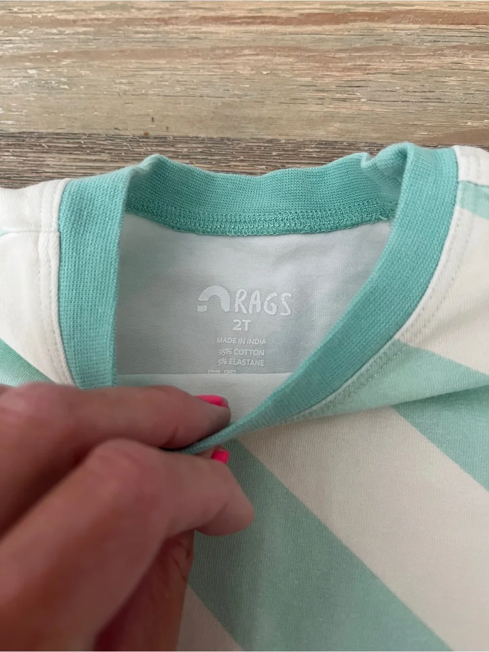RAGS Mint & White Diagonal Stripe Kids Bundle - Tee, Shorts & Romper